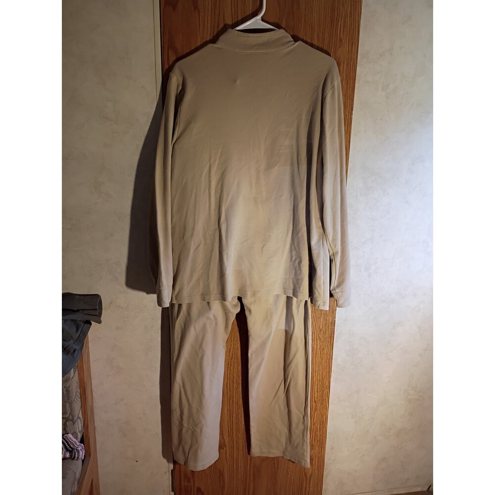 Appleseeds Cotton Lounge Set 2 Pc Zip Top Pants Pockets Comfort Wear L Neutral - Picture 4 of 13